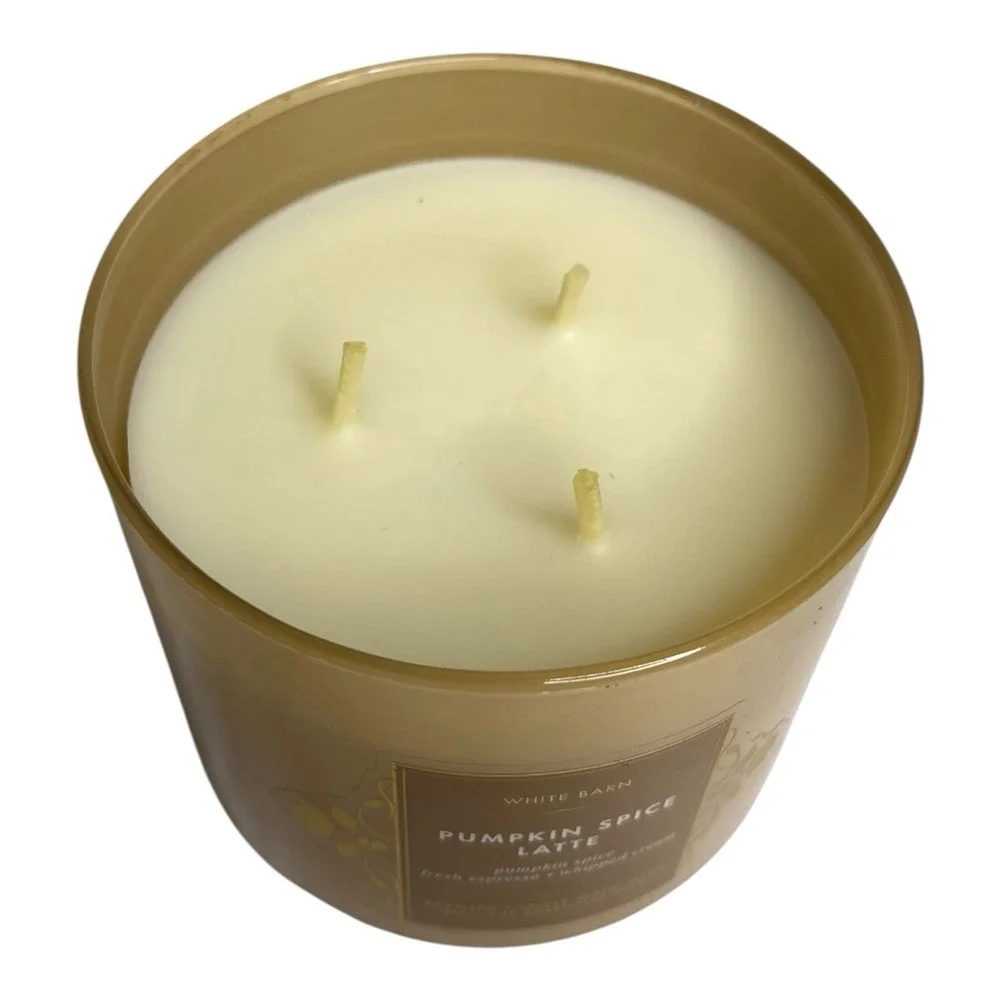 White Barn Bath & Body Works Pumpkin Spice Latte 3 Wick Scented Candle 14.5 oz